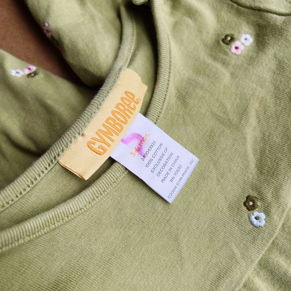 Gymboree Y2K Floral Romper | Baby Girl Green Cotton One-Piece | 3–6 Months - Picture 5 of 5